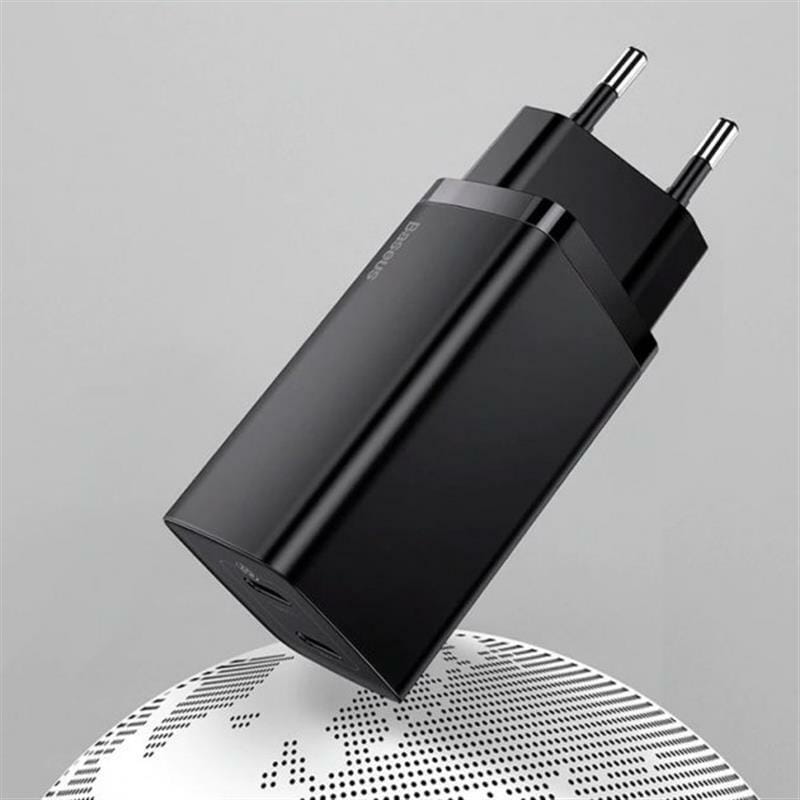 Мережевий зарядний пристрій Baseus GaN2 Lite Quick Charger (1USB, 1Type-C) QC/PD, 5A, 65W Black (CCGAN2L-B01)