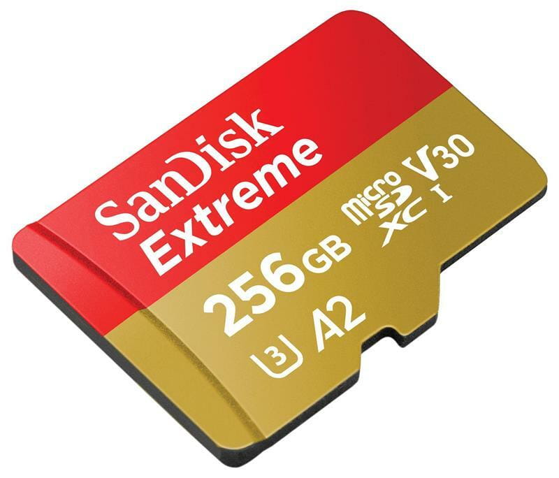 Карта памяти MicroSDXC 256GB C10 UHS-I SanDisk Extreme V30 U3 R190/W130MB/s + SD (SDSQXAV-256G-GN6MA)
