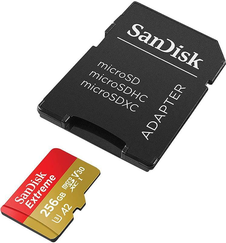 Карта памяти MicroSDXC 256GB C10 UHS-I SanDisk Extreme V30 U3 R190/W130MB/s + SD (SDSQXAV-256G-GN6MA)