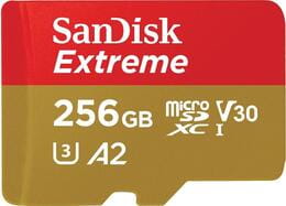Карта памяти MicroSDXC 256GB C10 UHS-I SanDisk Extreme V30 U3 R190/W130MB/s + SD (SDSQXAV-256G-GN6MA)